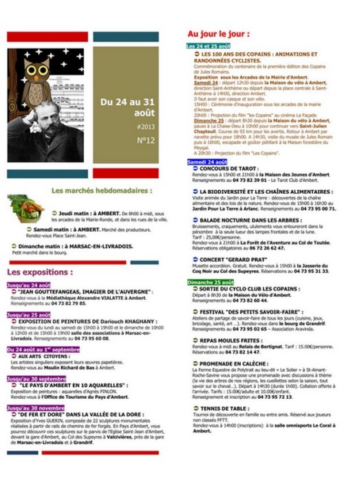 Au programme ce week-end