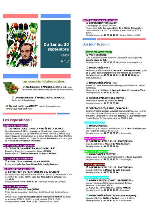 Animation en pays d'Ambert septembre 2013