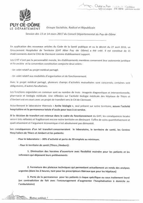 motion pour l'hôpital