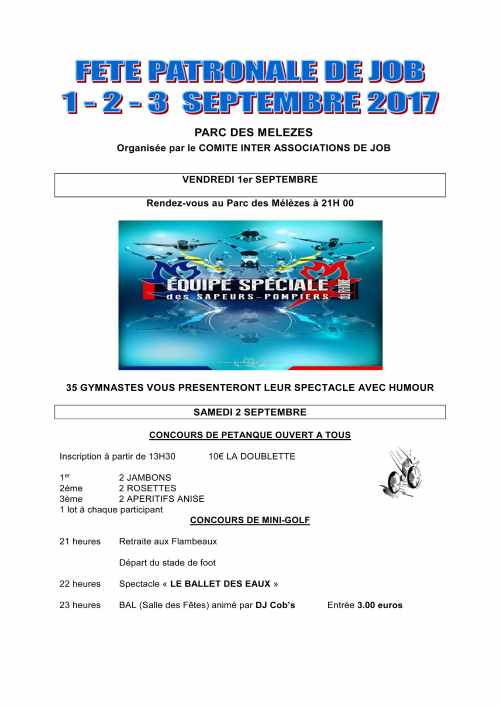 FETE PATRONALE JOB info 2017